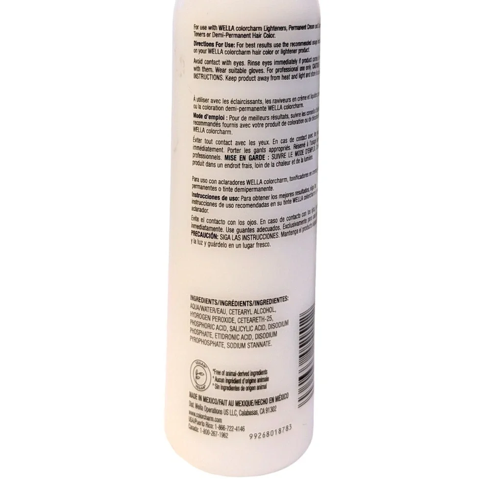 Wella Colorcharm 10 Vol Cream Developer 7.8 fl‎ oz Gentle Lift 2 Pack Lightener